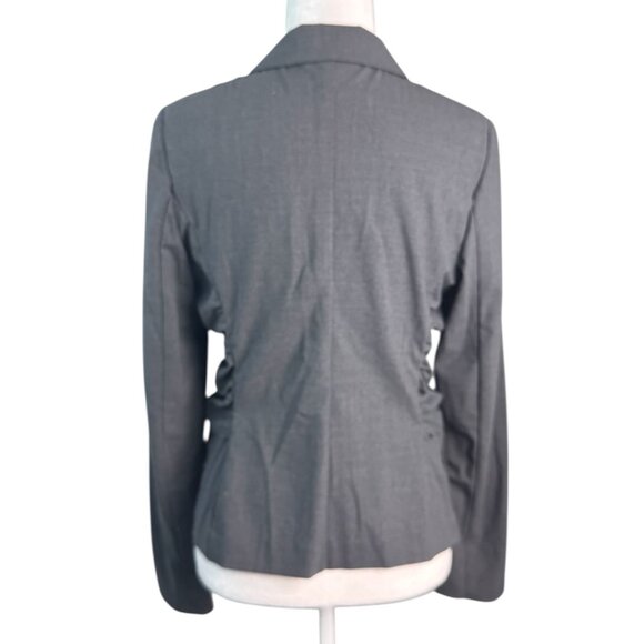 WORTH Women's Gray Wool Blend Shirt Size Medium Ruched Front Career Work - Picture 8 of 8